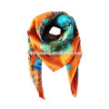 Women's Fashion Square Soft Wrap Digital Printed Twill Lady Silk Scarf